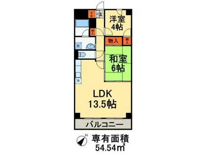 エクセルハイム海宝(2LDK/1階)の間取り写真