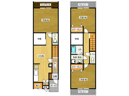 チェリーハイツII泗水(3DK/1階)の間取り写真