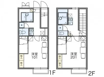 レオパレスクオリア(1K/2階)の間取り写真