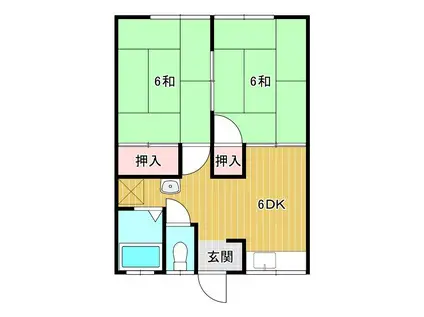 若葉荘(2DK/2階)の間取り写真