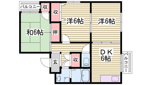 ウイング相生壱番館(3DK/5階)の間取り写真