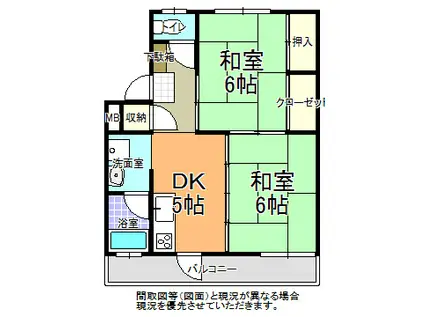 東洋ハイツ(2DK/2階)の間取り写真