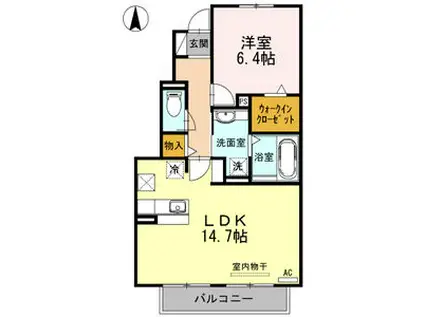 ガーデンスカイ新栄 B棟(1LDK/1階)の間取り写真