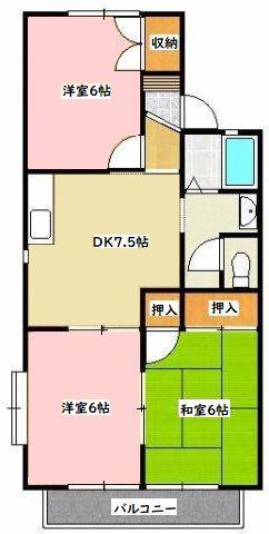 プレミールハイツ壱番館(3DK/2階)の間取り写真