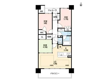 ザ・ガーデンズ勾当台通タワーレジデンス(3LDK/3階)の間取り写真