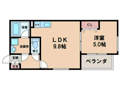 MI・CASA阿倍野昭和町(1LDK/2階)の間取り写真