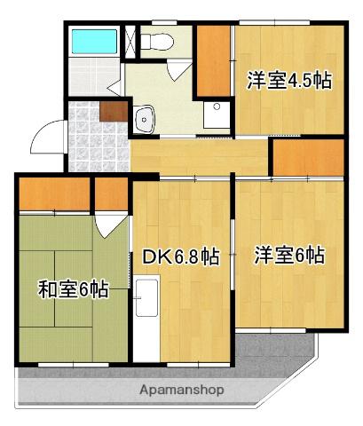 コーポ笹本(3DK/3階)の間取り写真