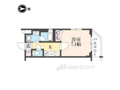 べラジオ雅び京都円町Ⅱ(1K/4階)の間取り写真