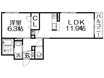 SHAMAISON HOSHIYA(1LDK/3階)の間取り写真