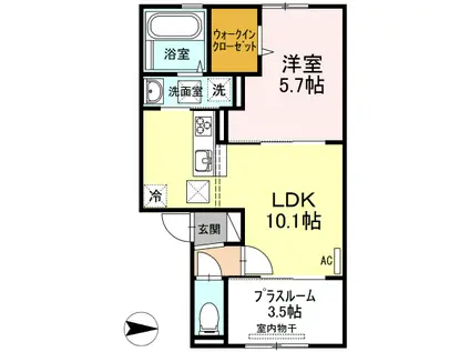 セキュレア須屋 B棟(1LDK/1階)の間取り写真