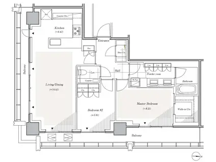 リビオレジデンス西麻布(2LDK/18階)の間取り写真