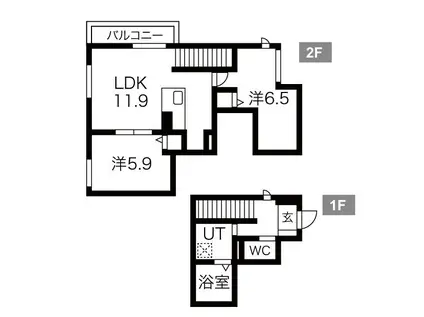 芦屋市松浜町スカイエ(2LDK/1階)の間取り写真