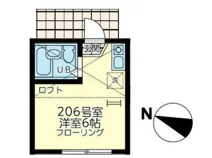 ユナイト衣笠モニカ・ベルべッチ(1K/2階)の間取り写真