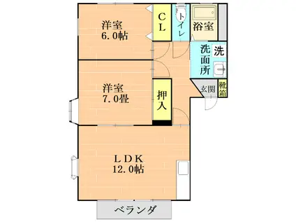 フェアリーコート新月(2LDK/2階)の間取り写真