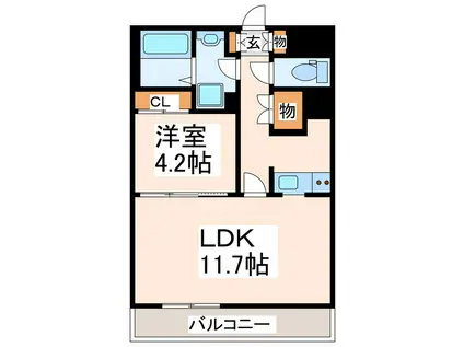 フェリーチェ南熊本(1LDK/4階)の間取り写真