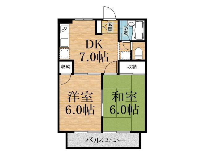 サマックスビュー長島(2DK/1階)の間取り写真