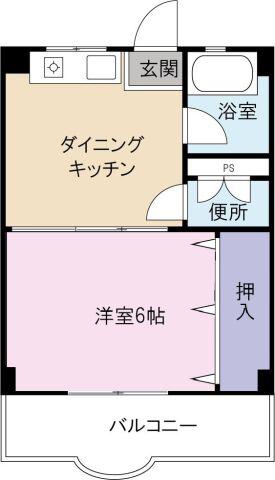 ヴィラージュ末広(1DK/4階)の間取り写真