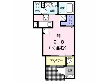 リッジモント高家B(ワンルーム/1階)の間取り写真