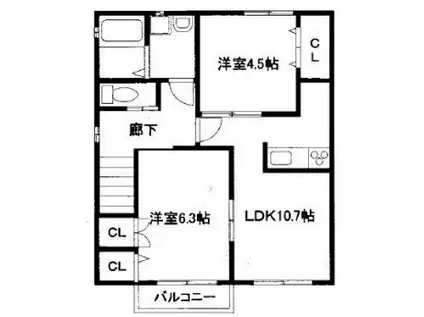 レグジー(2LDK/2階)の間取り写真