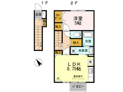 D-ROOMルフィー(1LDK/2階)の間取り写真