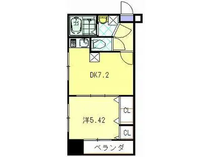 エススリーでじま(1DK/7階)の間取り写真