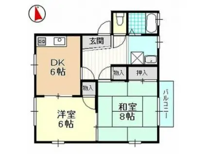 ハイツ葵(2DK/1階)の間取り写真