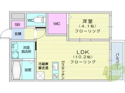 渡幸ベルメゾンDOG&CATⅤ(1LDK/1階)の間取り写真