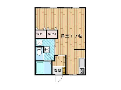 シェーヴルドール(1K/1階)の間取り写真