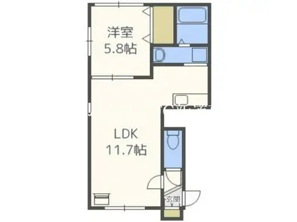 ボヌールN33(1LDK/2階)の間取り写真