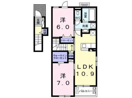 カルミア I(2LDK/2階)の間取り写真