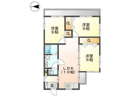 冨士見ハイツ(3LDK/4階)の間取り写真