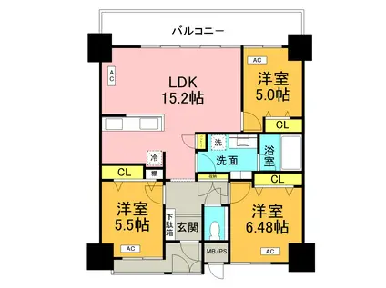 ミルコマンション真栄原スカイビュー(3LDK/12階)の間取り写真