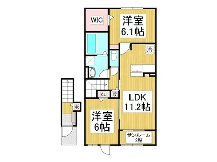 アグレアーブルB(2LDK/2階)の間取り写真