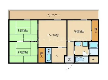 ルミエール織田(3LDK/3階)の間取り写真