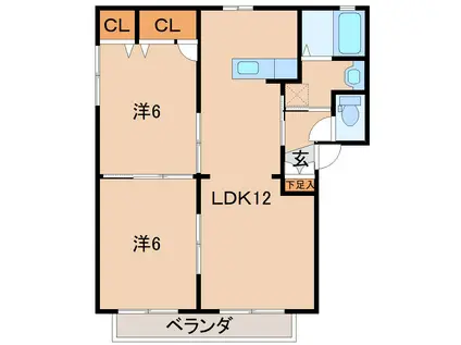 ヤイパセオA(2LDK/2階)の間取り写真