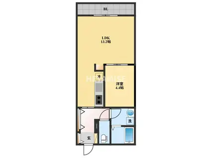 フォレスト平古場(1LDK/1階)の間取り写真
