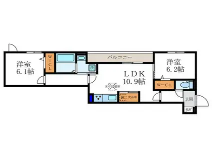 ヴァン ソレイユ 二条(2LDK/3階)の間取り写真
