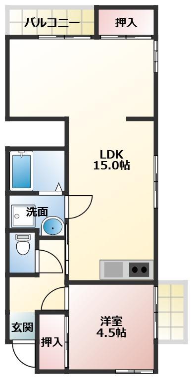 ネヴァーハウス(1LDK/2階)の間取り写真