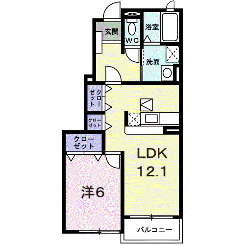 ナチュレAGAKE(1LDK/1階)の間取り写真