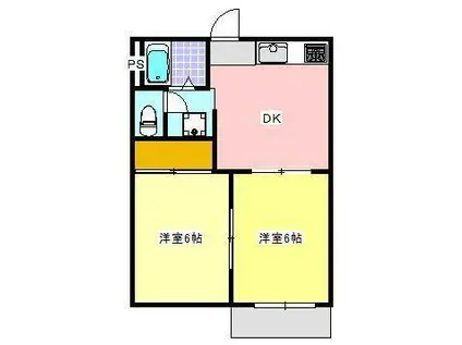 リリーベル(2DK/1階)の間取り写真