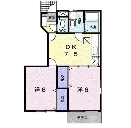 パレスサミット(2DK/1階)の間取り写真