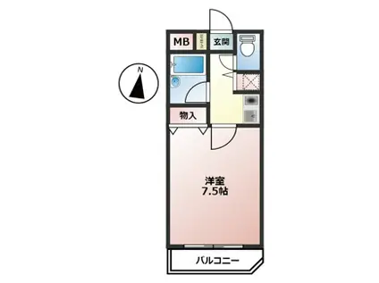 シェレナ六甲(1K/2階)の間取り写真