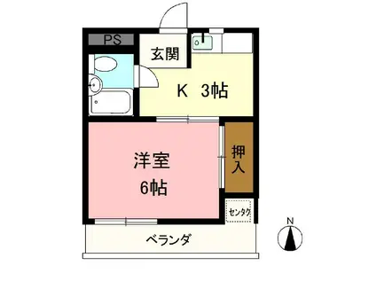 大嶽マンション(1K/1階)の間取り写真