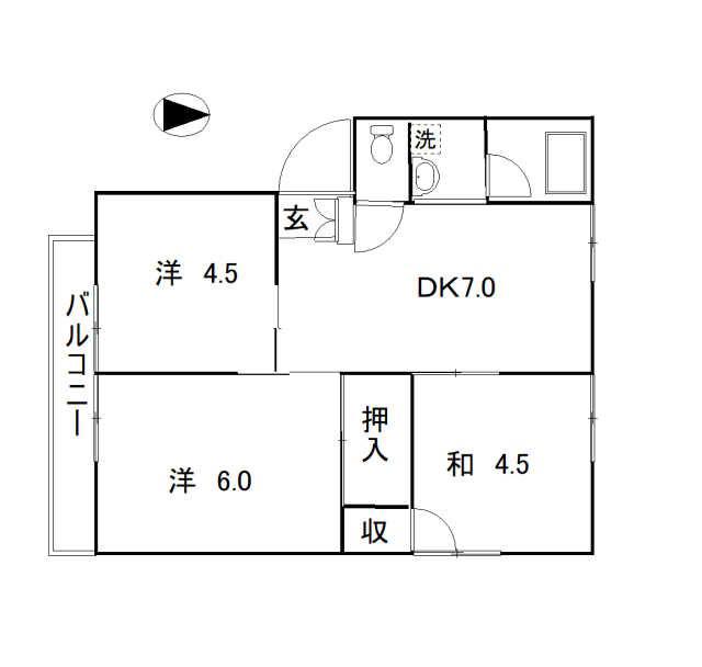 MKハイツA棟(3DK/1階)の間取り写真