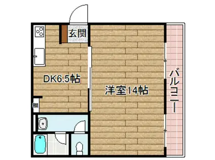 相互マンション(1DK/2階)の間取り写真
