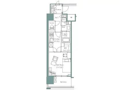 パークアクシス うつぼ公園(1K/11階)の間取り写真