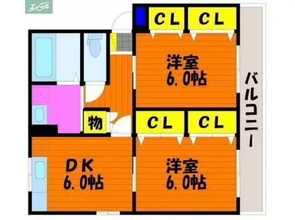 フォーエバーレジデンス今(2DK/2階)の間取り写真