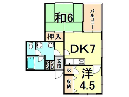 ドルチェ桜ヶ丘(2DK/3階)の間取り写真