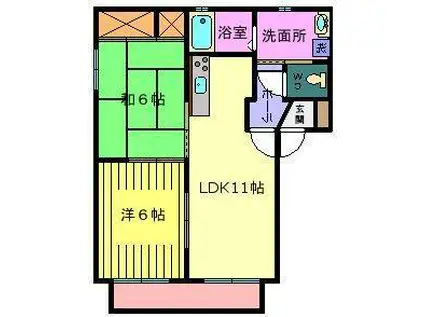 バリュージュアサヒ(2LDK/1階)の間取り写真