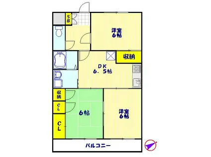 ファミールマンション中山(3DK/2階)の間取り写真